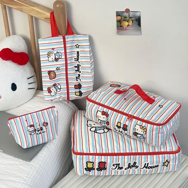 Hello Kitty Travel Organizer Bag Sanrio Kt Cat Portable Luggage Storage Pouch For Trip Business Hand Carry Cosmetic Case
