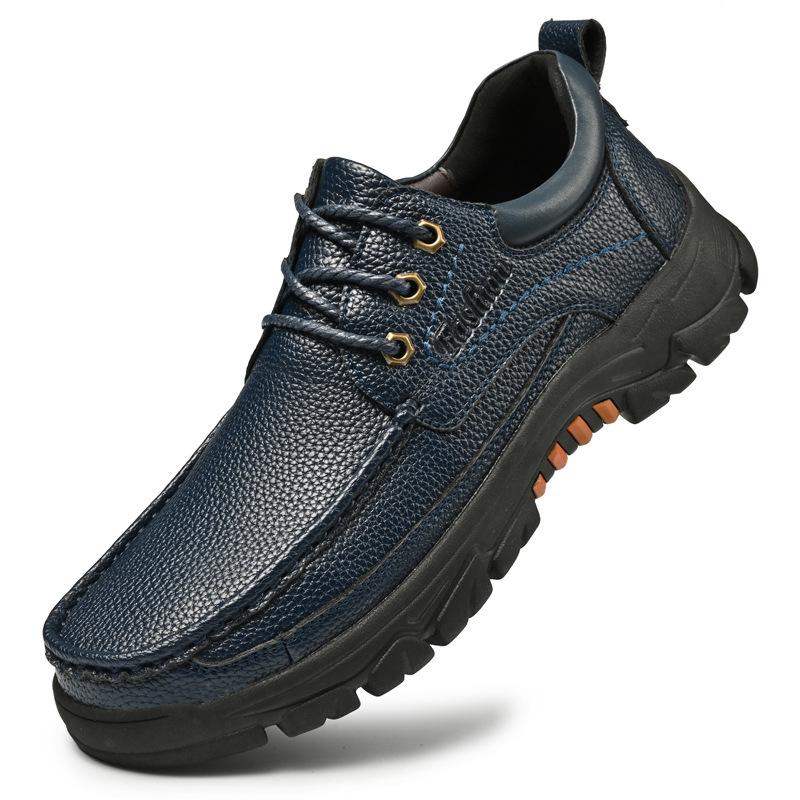 

Мужские туфли на шнуровке большого размера из коровьей кожи, повседневные мужские туфли на весну и лето, туфли Doudou, мужские удобные кожаные уличные повседневные туфли 48