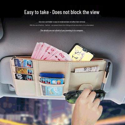 Araba Güneşlik Düzenleyici: Gözlük Klipsli Çok Fonksiyonlu Kart ve Belge Tutucu