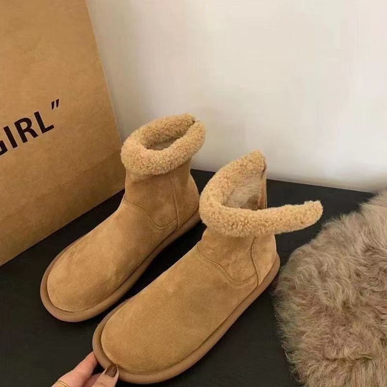 

Winter new warm velvet cotton boots retro platform boots fluffy short boots Mori snow boots 35-[strength manufacturer undertakes export] коричневый