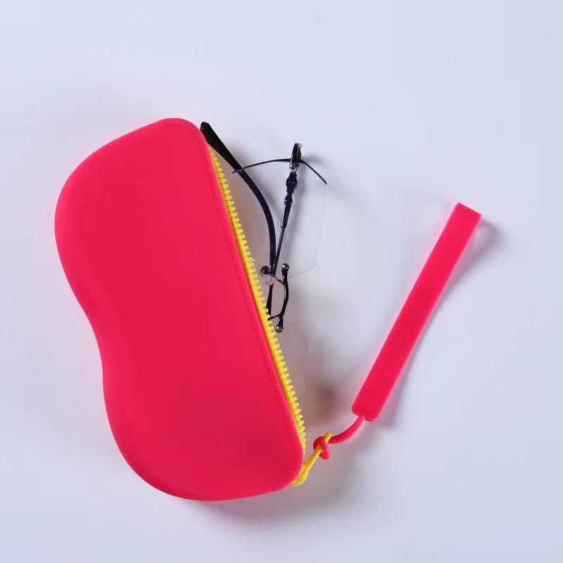 Women Girls Dustproof Glasses Box for Women Men Solid Colour Silicone Zipper Glasses Storage Waterproof Bag Cosmetic Coin Bag