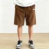 Mens Corduroy Shorts Relaxed Fit Knee Length Straight Leg Casual Shorts with Elastic Waistband and Side Pocket Design for Everyday Wear