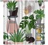 Plants Curtains, Boho Potted Green Leaves Botanical Aesthetic Garden Cartoon Animal Window Drapes for Living Room Kitchen