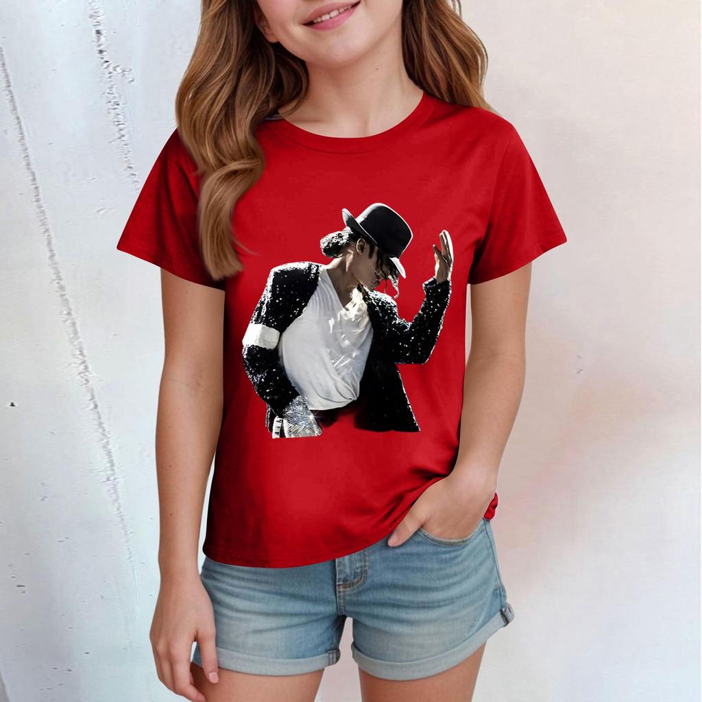 Kids Print Round Neck Short Sleeve Casual T-shirt