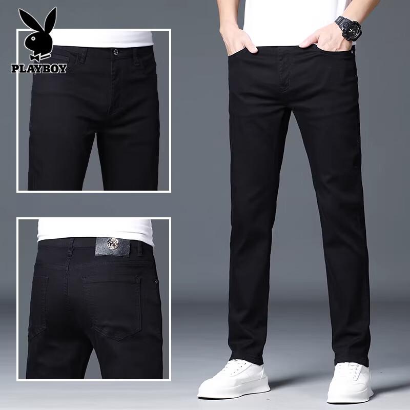 PLAYBOY Men s Slim-Fit Straight Business Stretch Denim Jeans 30