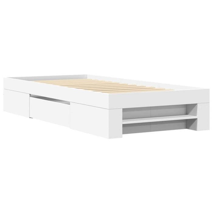 VidaXL Bed Frames White 75x190 Cm Engineered Wood, Bedroom Furniture, Single Bed, Slatted Base, Bed, Bed Frame 3295527