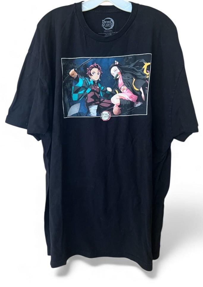 Demon Slayer Anime Manga Mens Large 3XL Graphic Crew Neck Black Unisex T-Shirt XL