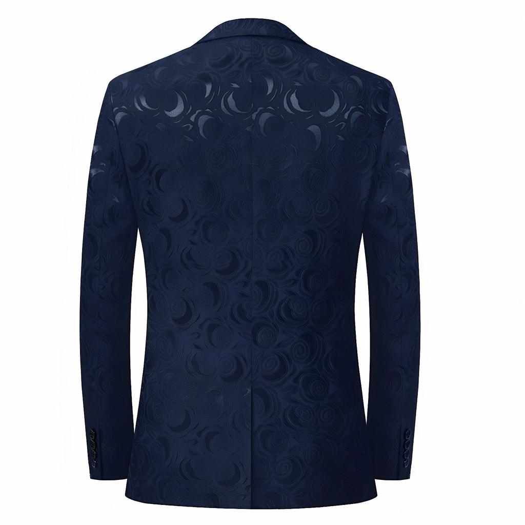 Mens Red Blazer Luxury Rose Patterned Jacquard Suit Jacket