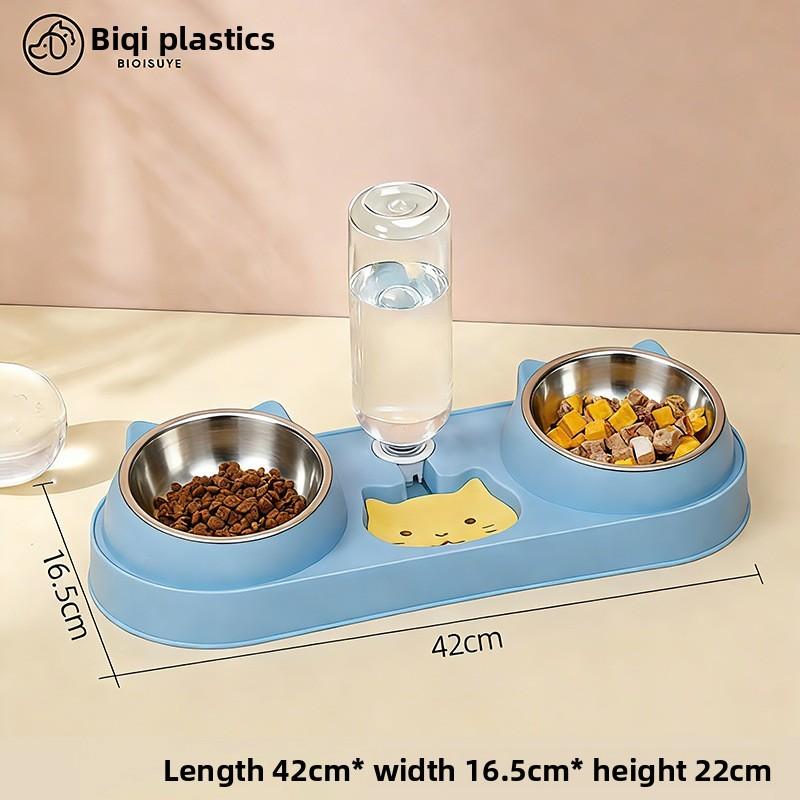 Pet Cat Food And Water Bowl Set With Antispill Design For Home Use