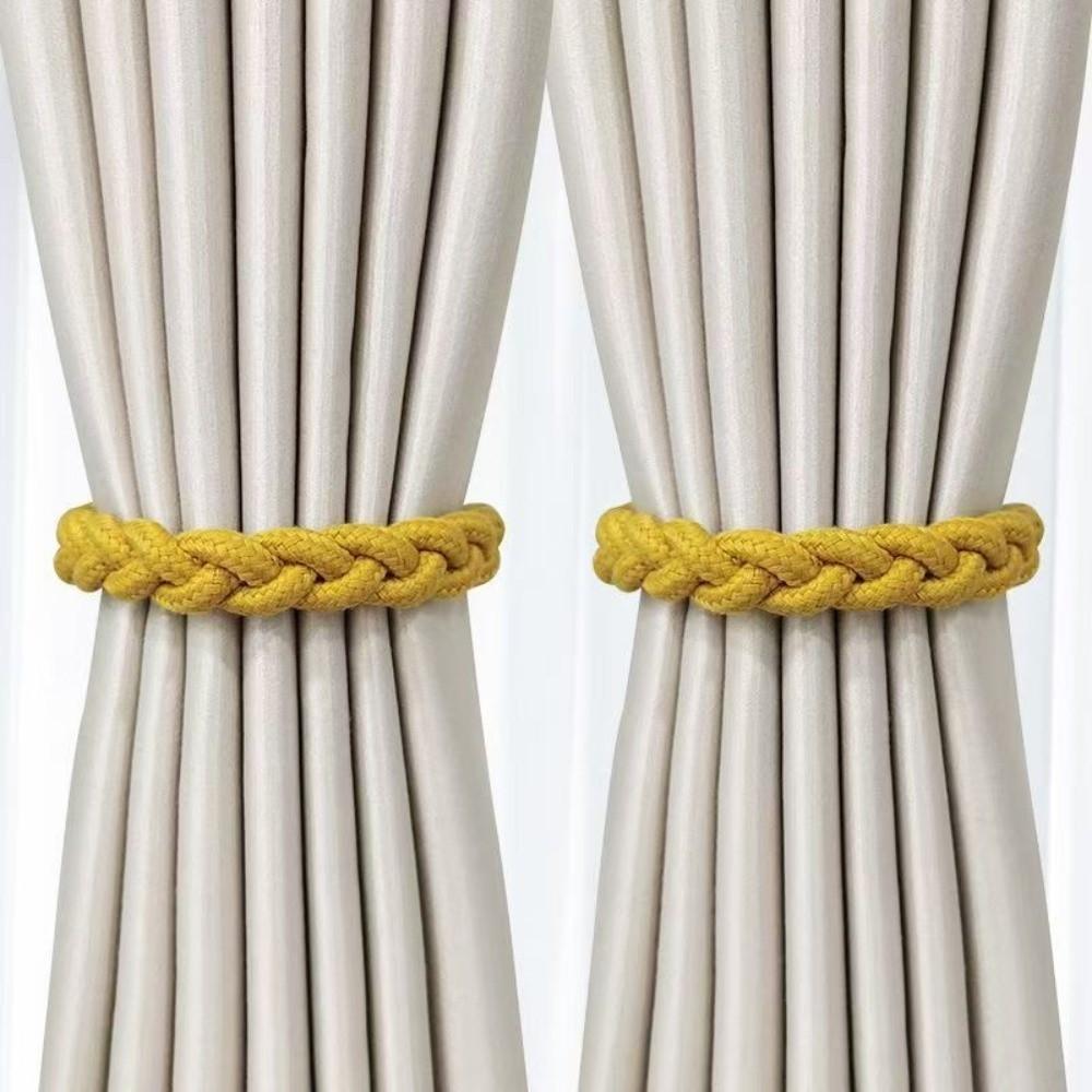 1 Pair Boho Style Braid Curtain Straps Fashion Curtain Buckle Magnetic Curtain Tieback Decoration