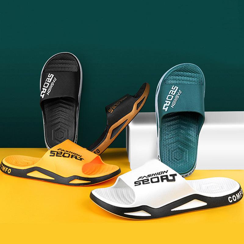 Men's Sports Slippers Fashion Trend Outdoor Beach Shoes Breathable Non-slip Thick Slippers Couples Household Flip Flops