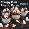 Halloween Creepy Mini Plastic Hands Ornaments Set 15pcs Realistic Tiny Hand Toys For Party Pranks Decorations Props