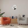 Personalized Cute Black Cat Paw Print Heart Pattern Wooden Wall Clock Silent Quartz Clock      (No Battery)
