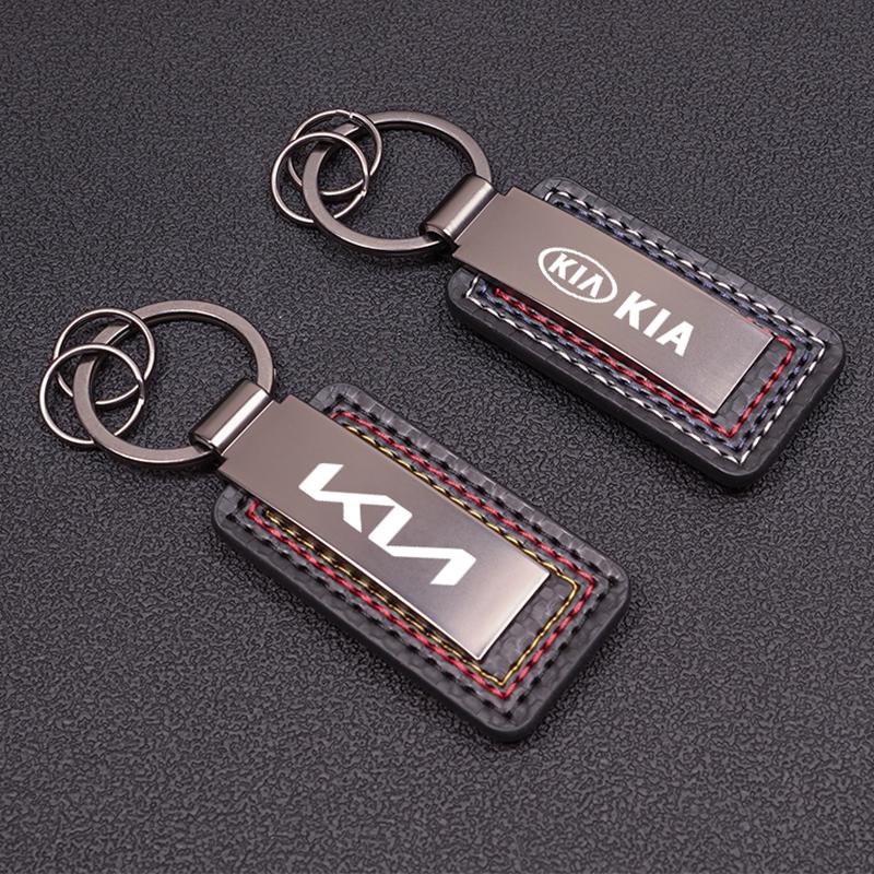 1Pcs Zinc Alloy Keychain Ring Leather Keyring Pendant For KIA K5 K9 Ceed RIO Sorento Niro Soul EV6 Stonic Carnival Stinger Forte Hbwjx00