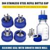 Gl45 Fermentation Tank Reactor Feed Cover Stainless Steel Jar Lid With Ss304 Blue Headspace Cap Refill Cover For Tube