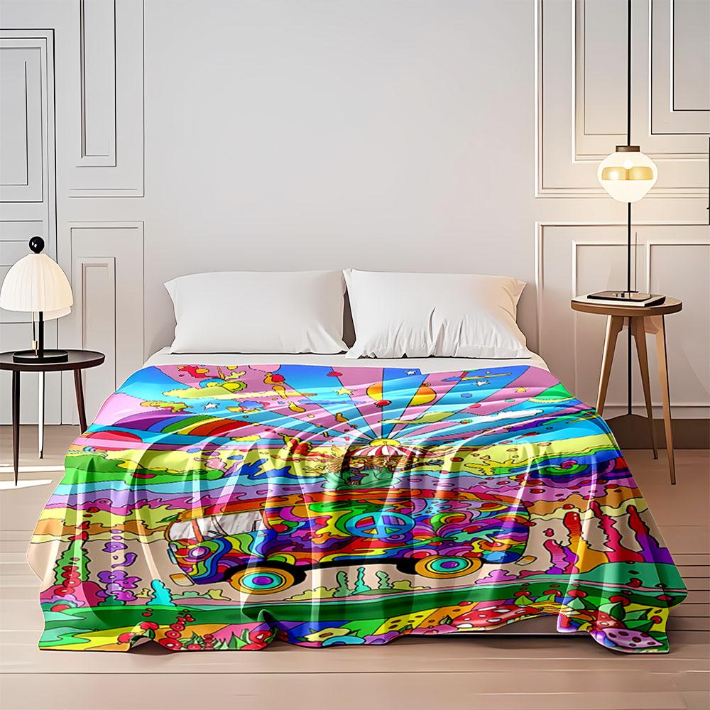 Psychedelic Peace Bus Blanket for all seasons blanket lunch break throw gift