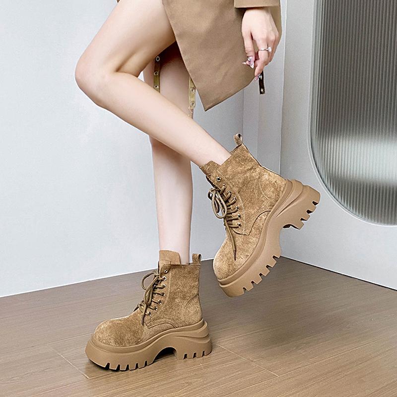 Retro High-heeled Short Boots for Women, 2025 Autumn/winter New Style, Matte Thick-soled Boots with A Large Head Design