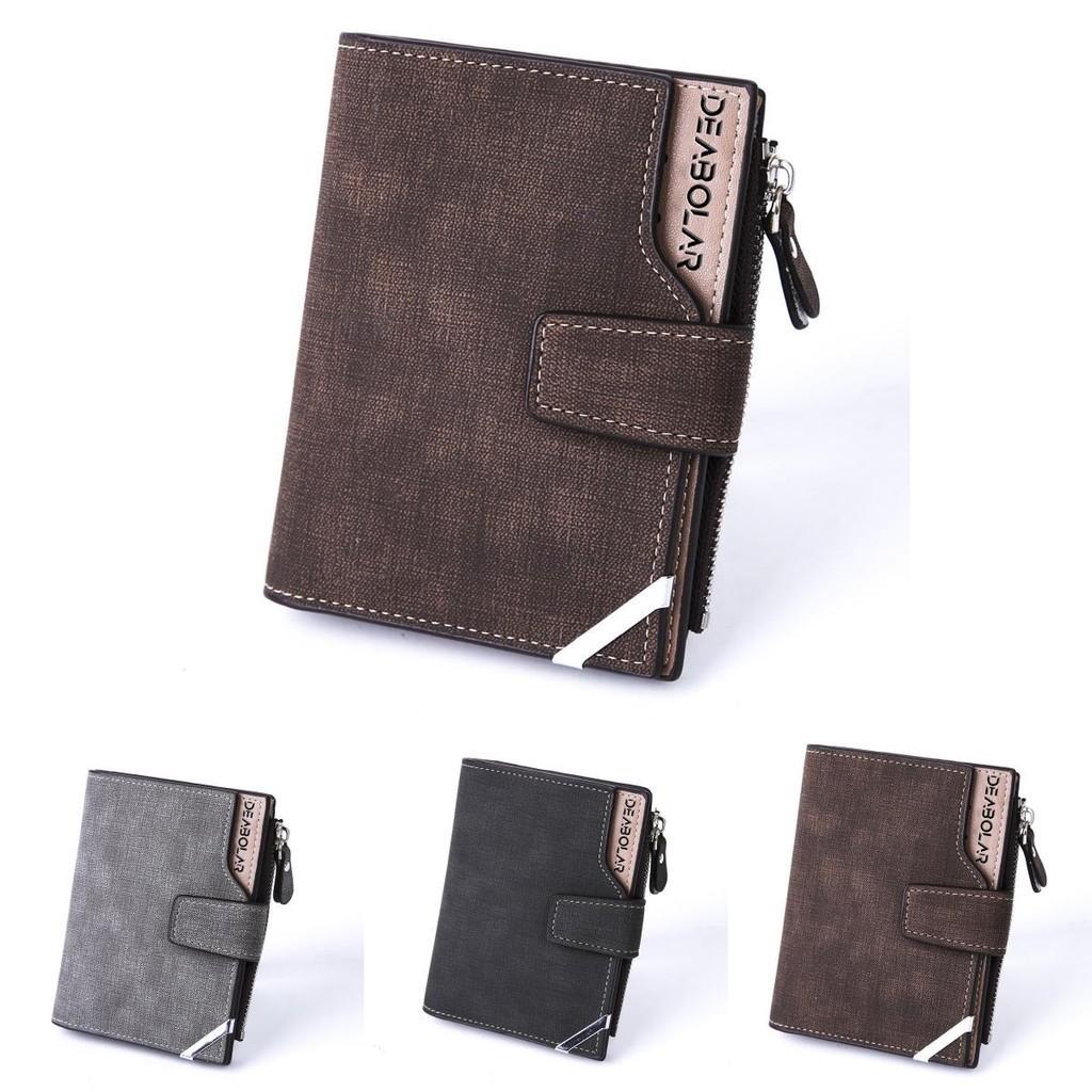 New Deabolar Men's Medium Long Wallet Casual Retro Canvas Pattern Zipper Coin Wallet