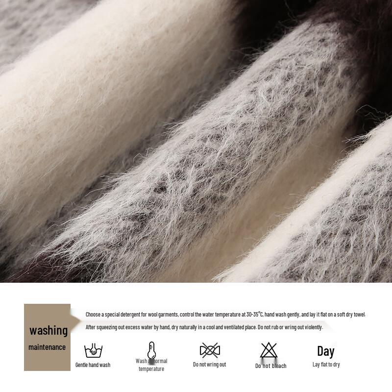 Elva' Island Women's Plaid Alpaca Wool Blend Thick Overcoat