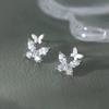 New Silver Needle Zircon Butterfly Stud Earrings Female Sweet Temperament Earrings Niche Design Versatile Earrings Simple