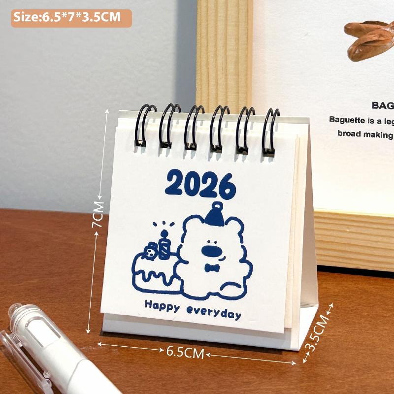 1Pcs Cartoon Portable Coil Monthly Calendar Planner 2026 Horse Year Mini Desk Calendar Office And Home Decor Year'S Present
