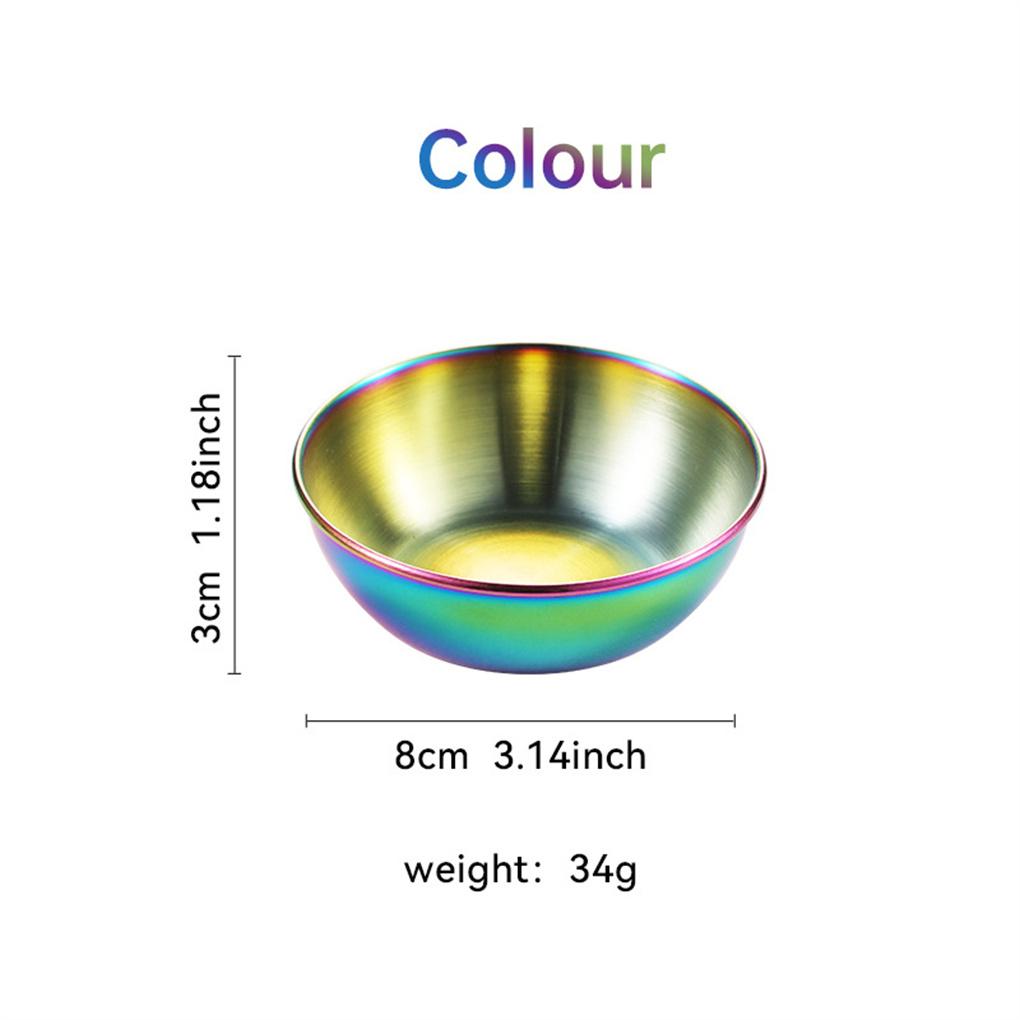 4 Pieces Stainless Steel Sauce Sushi Dishes Spice Vinegar Plates Dipping Bowls Household Tableware Dessert for Dining Hall