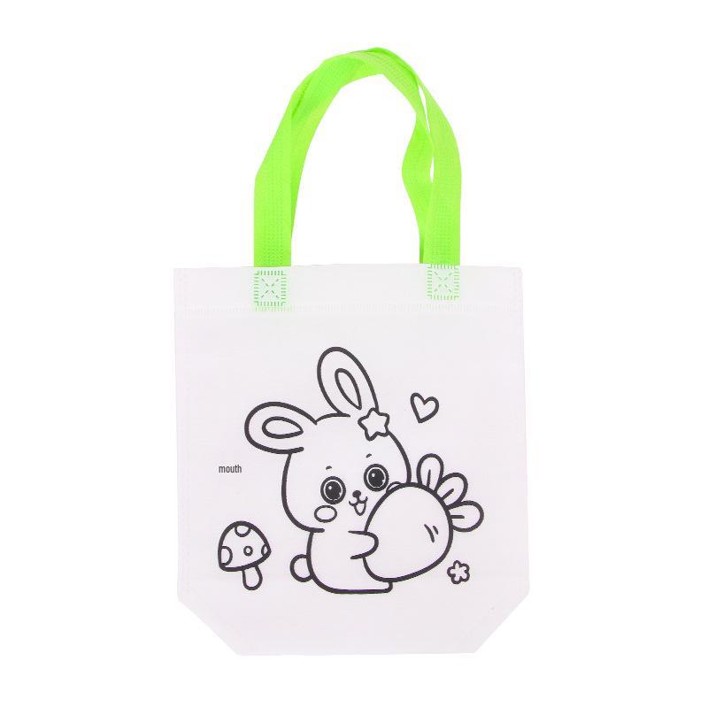 Kids' DIY Cartoon Painting Tote Bag - Non-Woven Fabric for Kindergarten Art