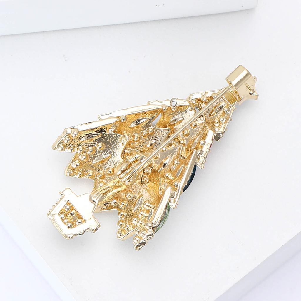 Christmas Classic Rhinestone Tree Brooches for Women Unisex Plant Pins Event Party New Year Gifts Decoration Clothes Accessories