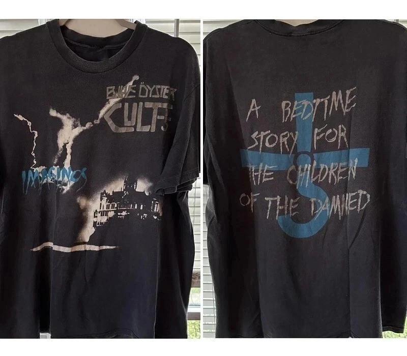 1988 Blue Oyster Cult band Reprint 2 sided Basic Black Unisex T-shirt 4XL