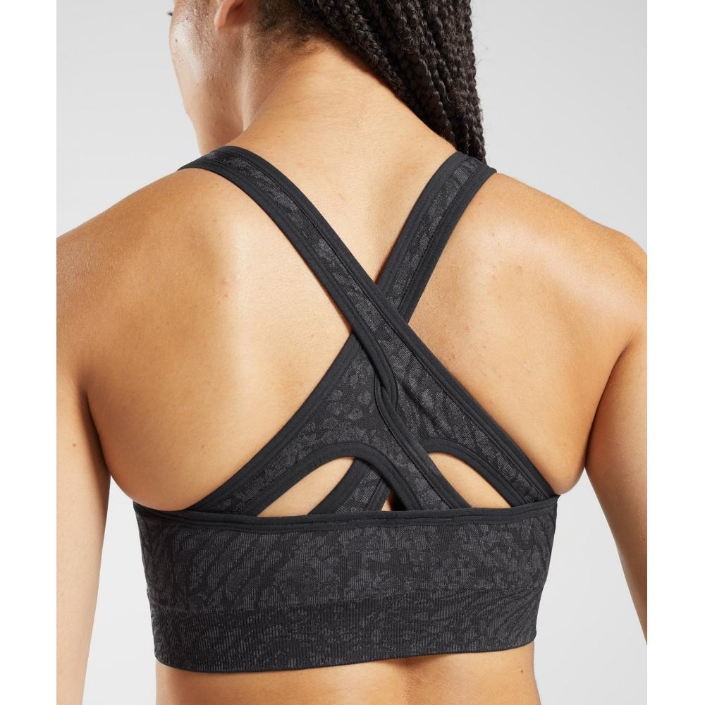 Gymshark Adapt Animal Seamless Sports Bra Wild   Black B3a5m Bbqb