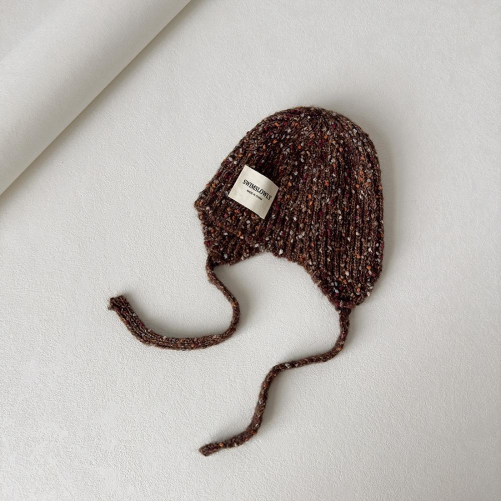 Ear Protection Knitted Hat With Ties Windproof Winter Beanie Hat Cute Santa Hat For Toddler