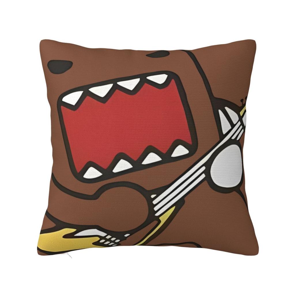Funny Domo Kun Face Pillow Case Meme Anime Doll Cushion Covers Custom Zippered Decor Pillowcase for Bed 18"