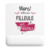 Tapis de souris - PLANETEE - Merci Filleule Géniale - 22 x 18 cm - 3 mm - Surface lisse antidérapante