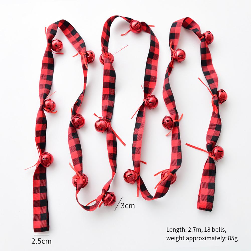Red Velvet Ribbon Bell String for Festive Decorations on Christmas Trees Doors and Packaging 27 M Cloth Material