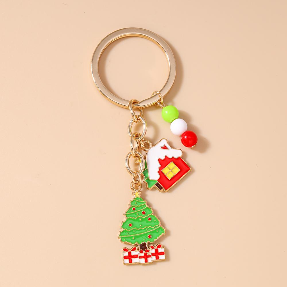 Fashion Christmas Keychain Jingling Bell Key Ring for Women Girls Handbag Pendants DIY X'mas Key Chain New Year Gifts