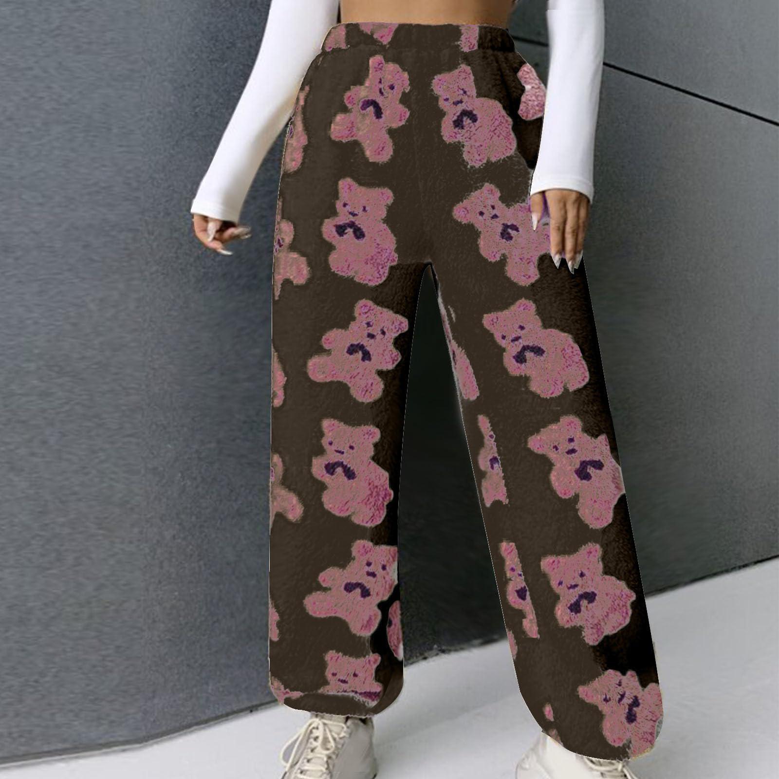 Women s Cute Plush Pajama Pants, Soft, Fleece-lined, Warm, Comfortable Plush Pants, Casual Pants L