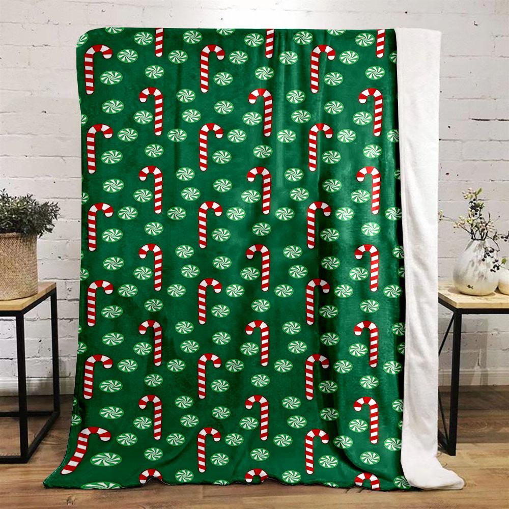 Candy Cane and Peppermint Pattern Blanket Patterned Flannel Blanket Perfect for the Bedroom Living Room, Sofa, or a Little Nap