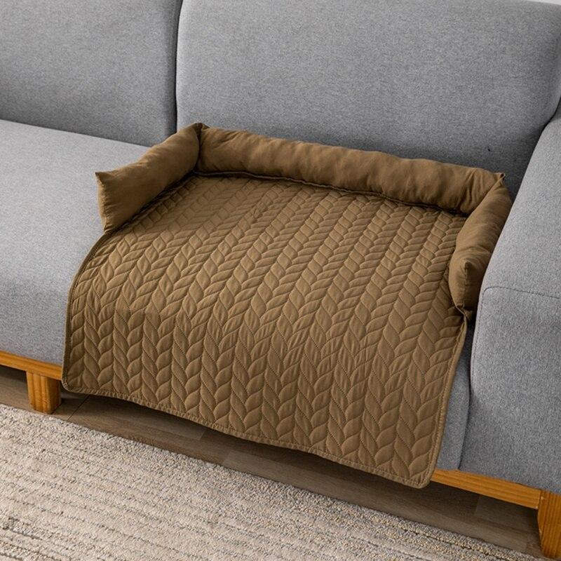 

Waterproof Dog Sofa Cover Cushion Pet Bed Sleeping Mat for Large Dog Couch Calming Nest Cats Seating Protector with Neck Bolster 75*75*15cm
