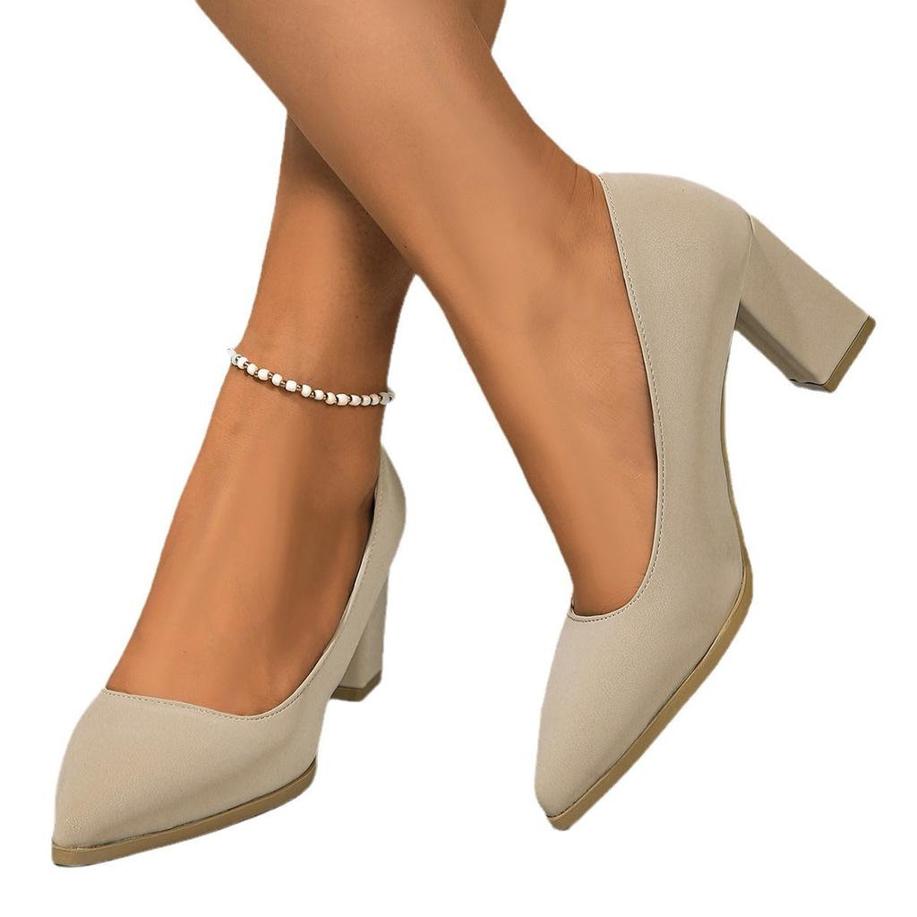 Autumn and winter new sexy light mouth pointed high heel professional French thick heel single shoes