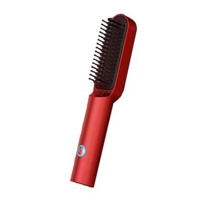 Hair Iron Heated Curling Constant Temperature Brush, Red, Mini, Cordless, Rechargeable, Brush, Brush, 200°C
