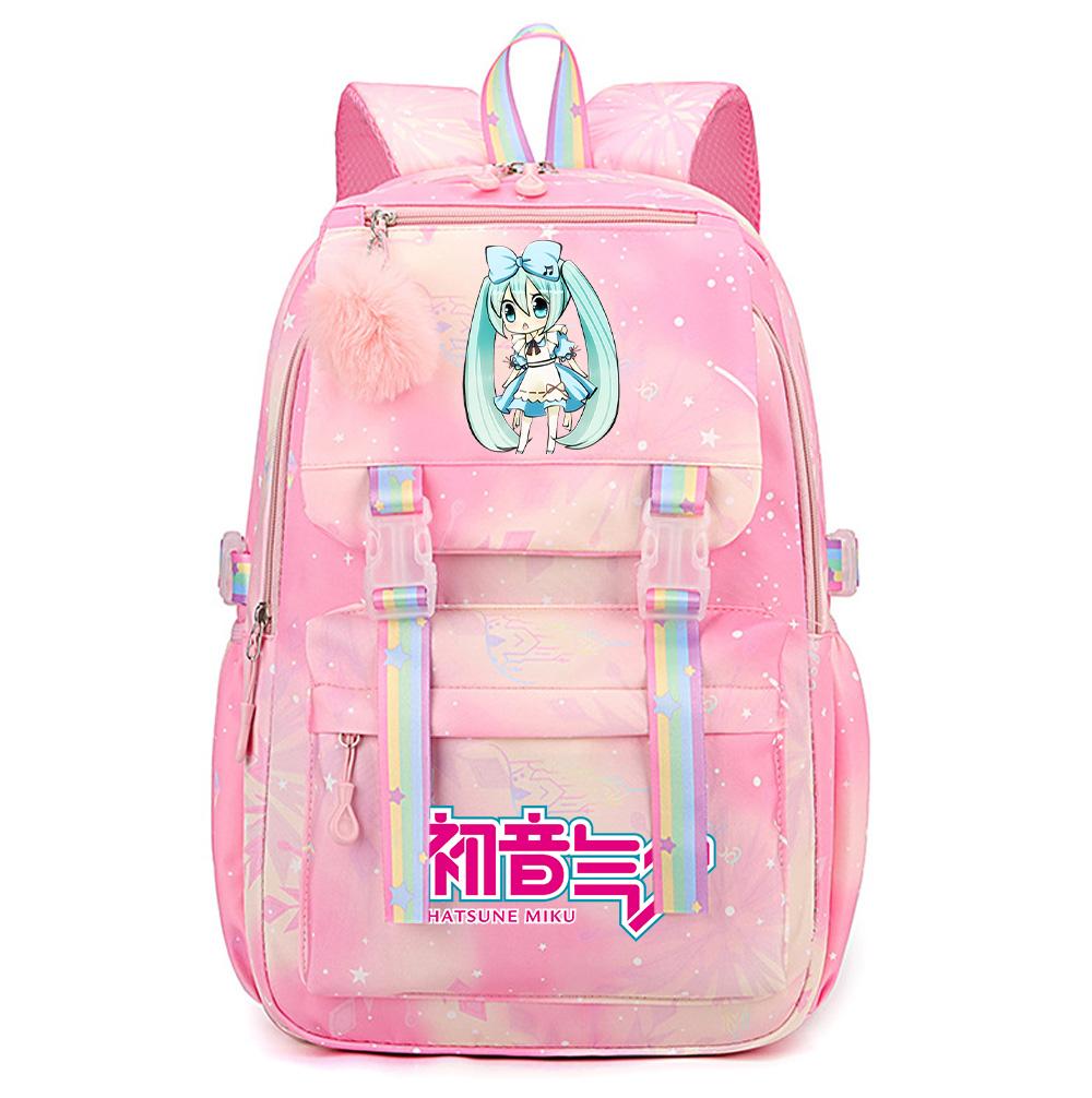 Anime Anime Hatsune Miku Bedruckter Rucksack mit großem Fassungsvermögen, wasserdicht, für Teenager, Schüler, Mädchen, Jungen, Schultasche, Büchertasche, Reisetasche