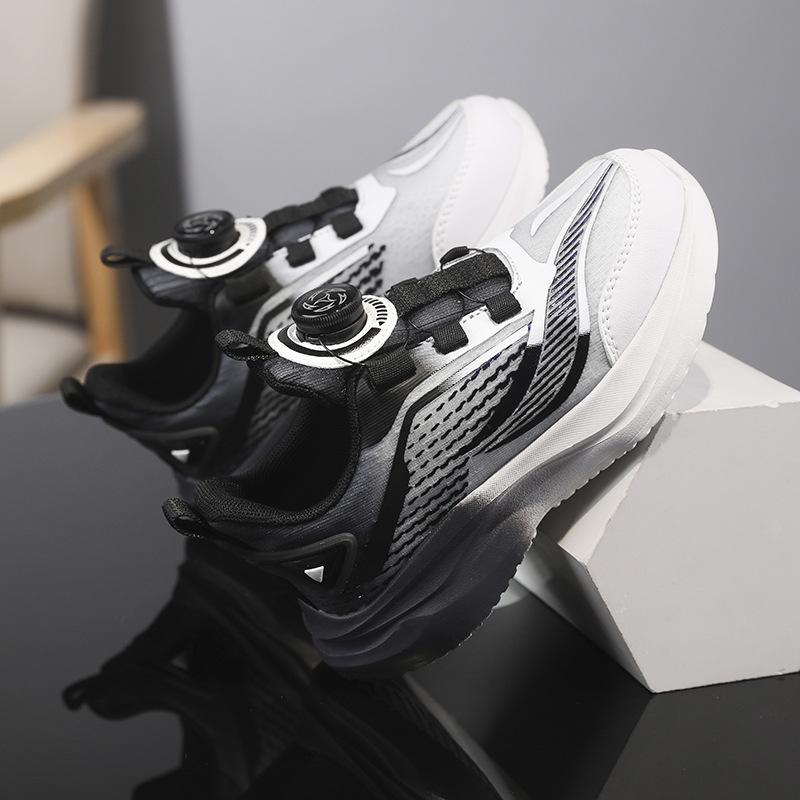 Boys mesh breathable sneakers 2025 rotating dunk sneakers spring and autumn middle age children lightweight girls running shoes