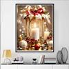 Christmas Atmosphere Candle Diamond Painting Set, 5D Gem Crystal Cross Stitch Painting Decoration Wall Mural