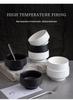 Black and White Ceramic Rice Bowl - Rock Texture Household Tableware for Soup, Salad, Dessert