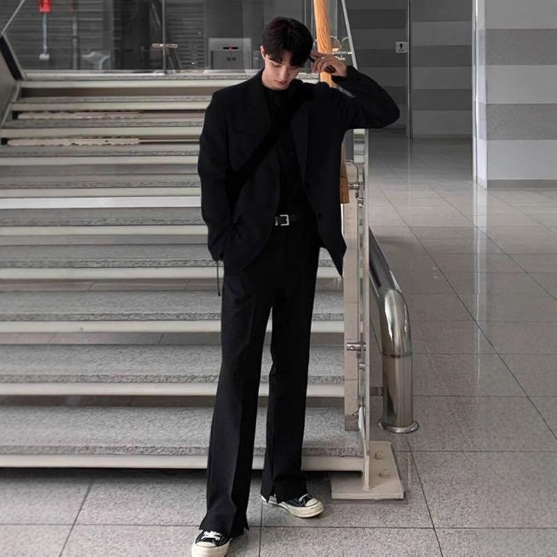 Men's Oversized Casual Blazer - Single Breasted Notched Lapel Relaxed Fit Suit Jacket