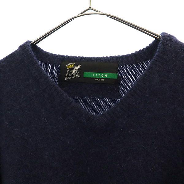 Fat Switching Long Sleeve Wool Blend Knit Sweater with Embroidered Logo Men's Used