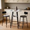 Mesa Alta de Bar Moderna con Almacenamiento, Aspecto de Mármol Blanco y Estructura de Metal Negro, Diámetro 60cm, Altura 89cm, Mesa Alta para Cocina, Comedor y Cafetería