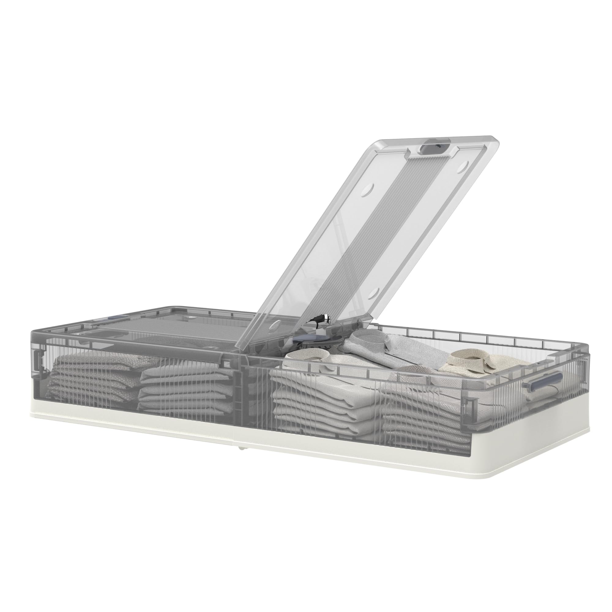 FLEXISPOT Under-Bed Storage Box, Foldable and Stackable with Casters, Large Capacity for Clothing and Document Storage (Gray, 48L (15cm Height))