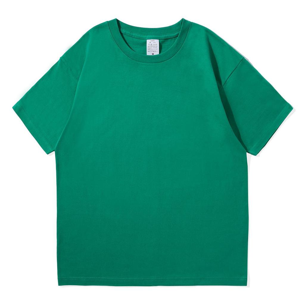 400g Heavyweight Pure White Long-Staple Cotton Summer Short-Sleeve Loose Crew Neck Base Layer T-Shirt