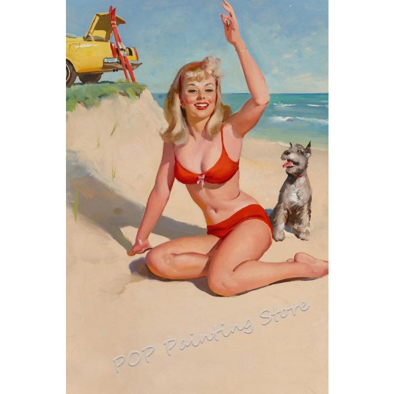 PinUp Cowgirl Wandkunst Retro Western Leinwanddruck Vintage Americana Dekor für Wohnzimmer Ranchhaus Galeriewanddekor Geschenk